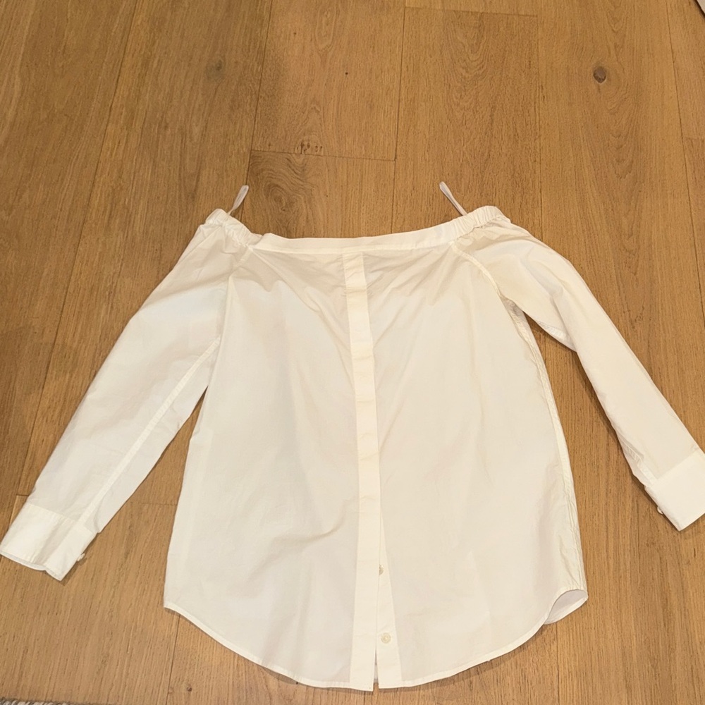 Equipment White Blouse Tunic- off shoulder / button up size small